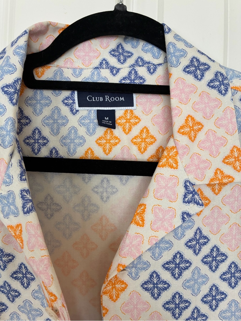 Club Room White Blazer with Blue, Pink & Orange Medallion Print